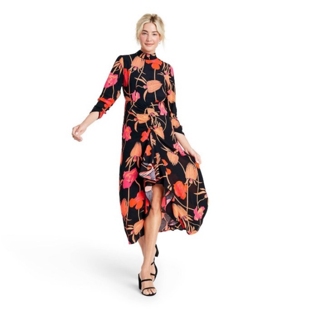 Floral Open Back Cascade Ruffle Dress - Picture 2 of 10